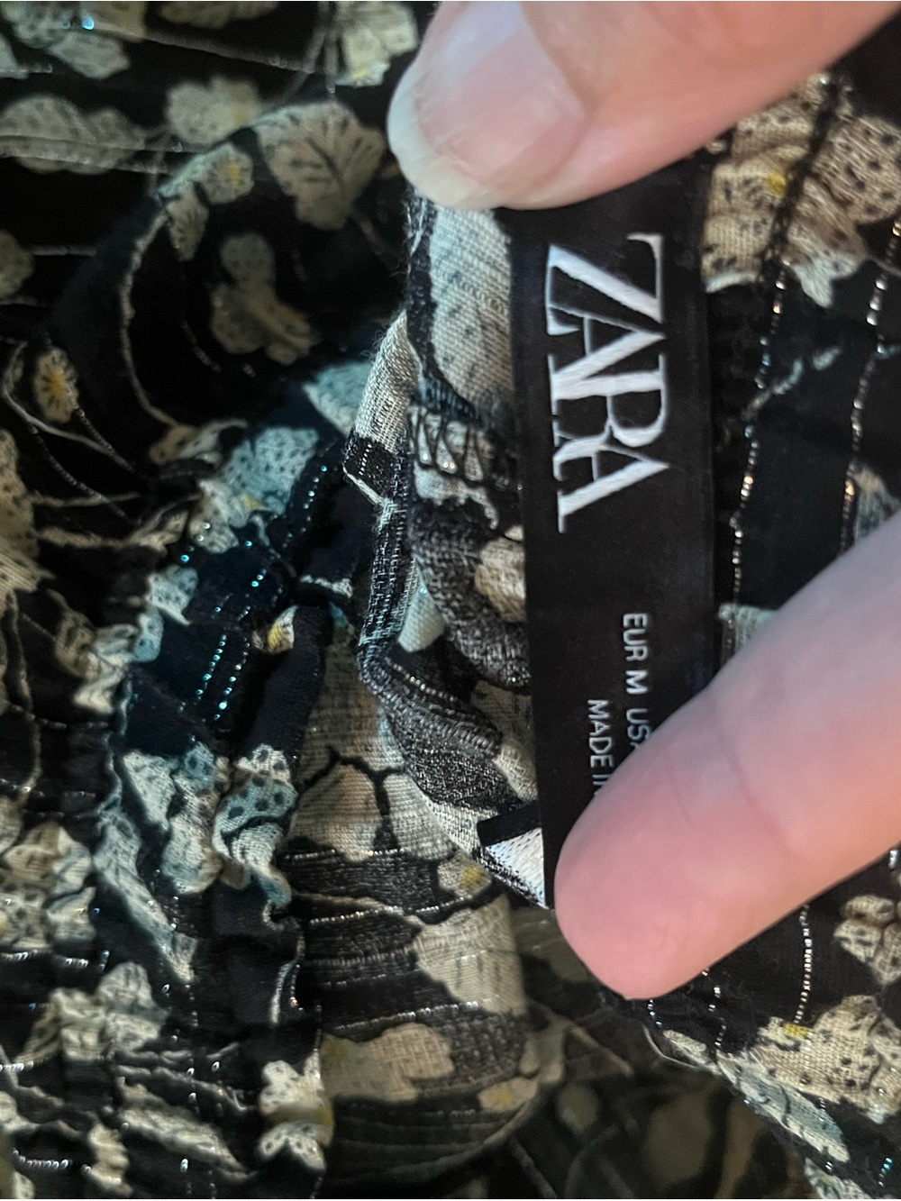 Zara Botanical Wide Leg Woven Pants Size M Made in Turkey - Picture 3 of 4